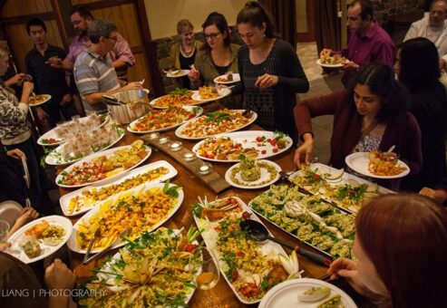 Employees Taking their wine while blindfolded